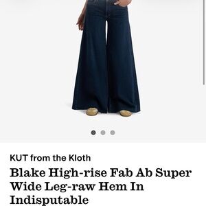 Kut from the Kloth Blake High-Rise Wide Leg Jeans - Dark Blue Size 8